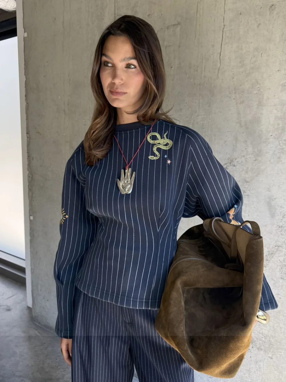 Pinstripe Barrel Sweatshirt*Never Fully Dressed Outlet