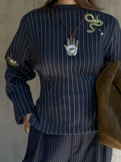 Pinstripe Barrel Sweatshirt*Never Fully Dressed Outlet