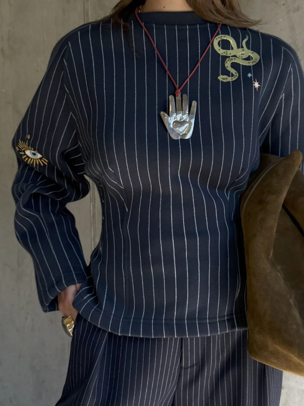 Pinstripe Barrel Sweatshirt*Never Fully Dressed Outlet