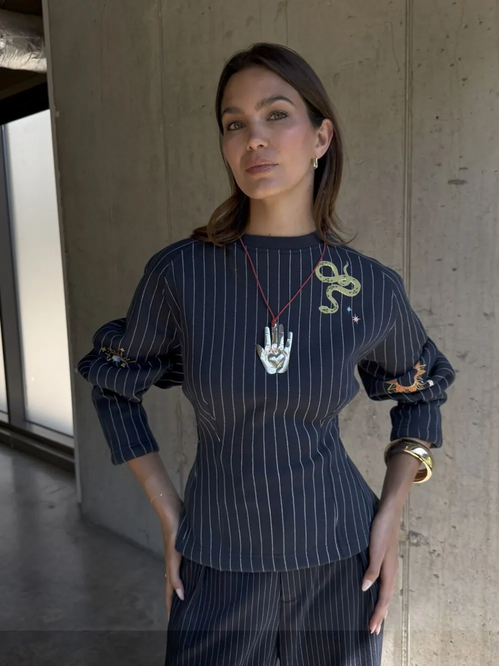 Pinstripe Barrel Sweatshirt*Never Fully Dressed Outlet