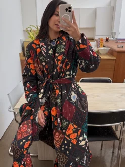 Quilted Robe with Faux Fur Lining*Never Fully Dressed Online