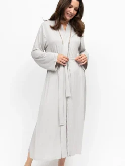 Jersey Lace Insert Long Sleeve Dressing Gown*Nora Rose New