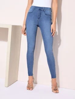 - denim jeggings met elastische tailleband*Friends Like These Discount