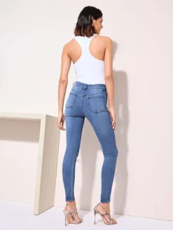 - denim jeggings met elastische tailleband*Friends Like These Discount