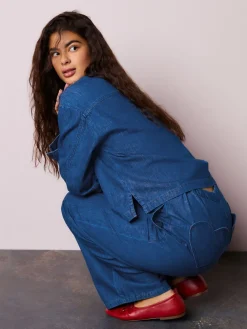 Normaal blauw - Heart Pocket Detail Wide Leg Joggers Jeans*Next