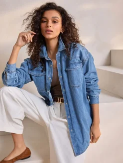 Normaal blauw - Oversized denim overhemd*Next Hot