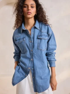 Normaal blauw - Oversized denim overhemd*Next Hot