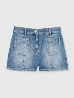 - Kira Mid-Rise Patch Pocket Denim Shorts*Reiss Clearance