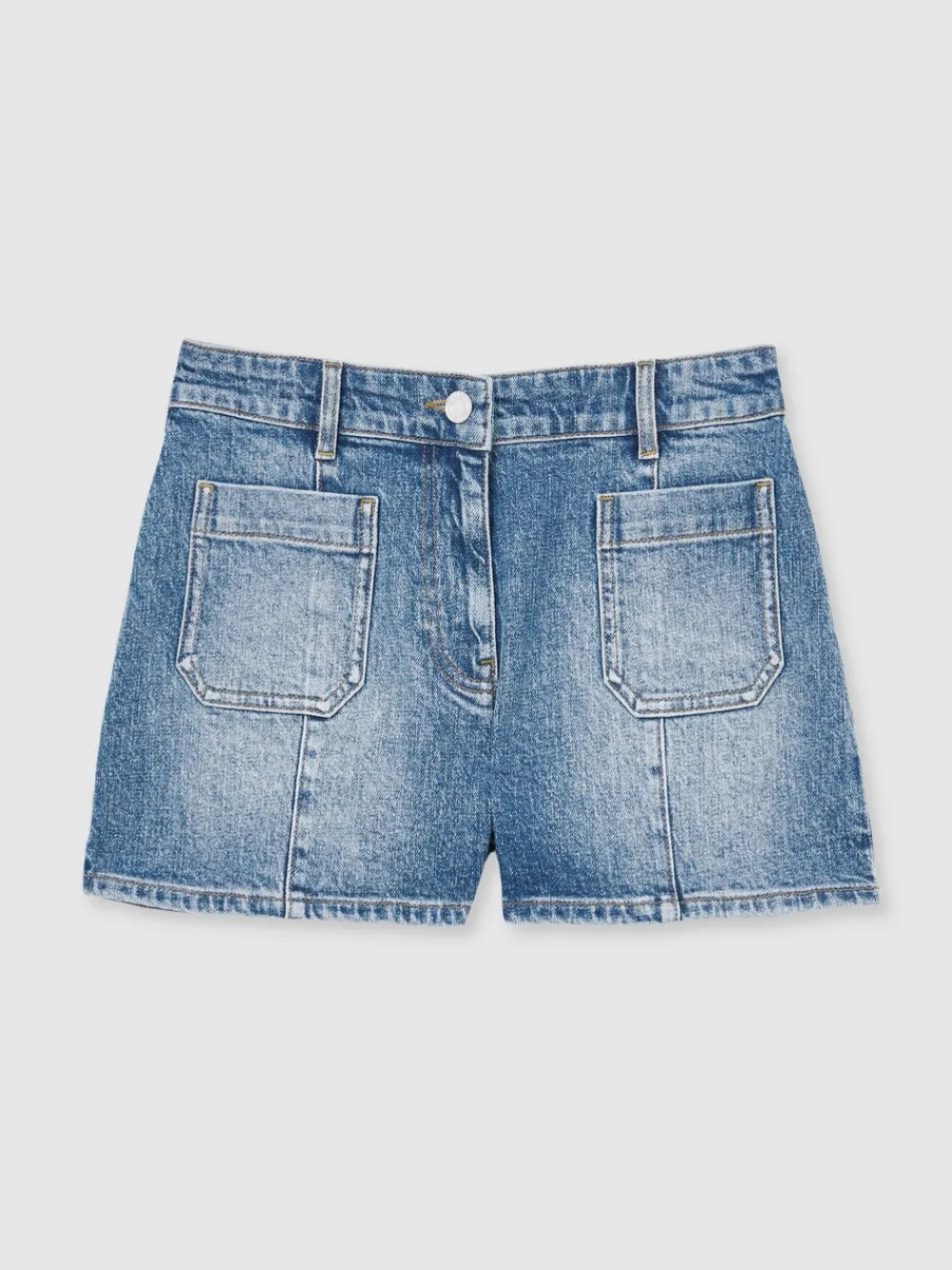 - Kira Mid-Rise Patch Pocket Denim Shorts*Reiss Clearance
