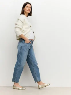 Normaal blauw - Zwangerschapsbarrel denim 100% katoenen jeans*Next Best