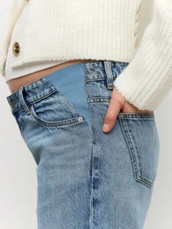 Normaal blauw - Zwangerschapsbarrel denim 100% katoenen jeans*Next Best