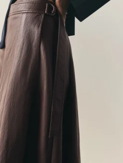 Faux Leather Wrap Midi Kilt Skirt*Nothing Ordinary Sale