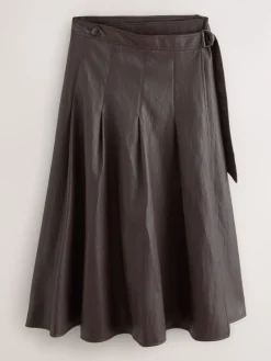 Faux Leather Wrap Midi Kilt Skirt*Nothing Ordinary Sale