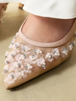 Nude Embellished - Forever Comfort® Spitse Mesh Slingback Hakken*Next