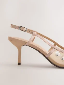 Nude Embellished - Forever Comfort® Spitse Mesh Slingback Hakken*Next