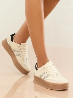 Off White Leopard - Print Side Stripe Chunky Gum Sports Trainers*Lipsy Best