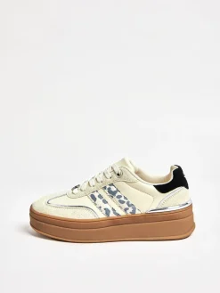 Off White Leopard - Print Side Stripe Chunky Gum Sports Trainers*Lipsy Best