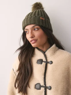 Olijfgroen - ® Saltburn beanie-muts met pompon*Barbour Best