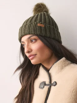 Olijfgroen - ® Saltburn beanie-muts met pompon*Barbour Best