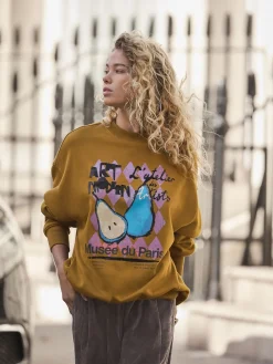 - Cotton Rich Fruit Art Graphic Longsleeve Crewneck Sweatshirt*Next Best