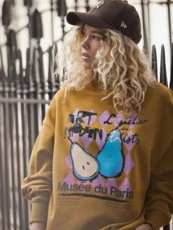 - Cotton Rich Fruit Art Graphic Longsleeve Crewneck Sweatshirt*Next Best