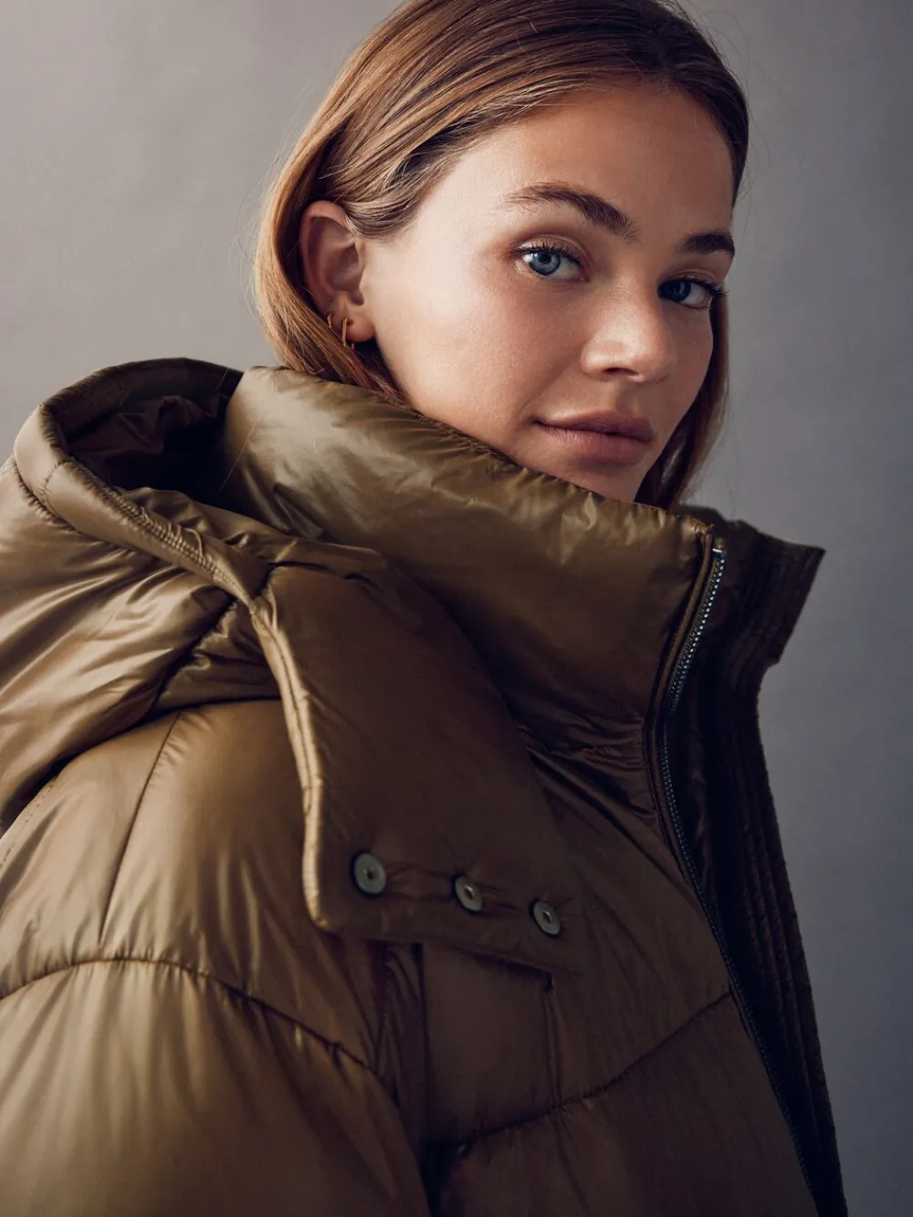 Olijfgroen - Hoogglanzende gewatteerde jas*Next Clearance