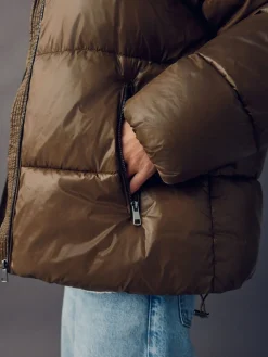 Olijfgroen - Hoogglanzende gewatteerde jas*Next Clearance