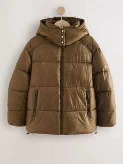 Olijfgroen - Hoogglanzende gewatteerde jas*Next Clearance