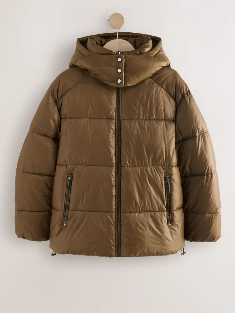 Olijfgroen - Hoogglanzende gewatteerde jas*Next Clearance