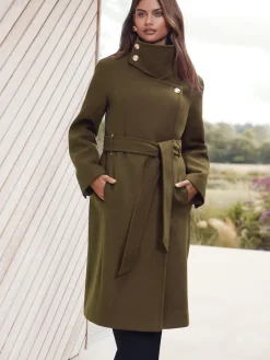 - asymmetrische jas met trechterhals en riem*Lipsy Clearance