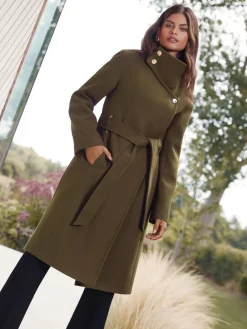 - asymmetrische jas met trechterhals en riem*Lipsy Clearance