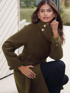 - asymmetrische jas met trechterhals en riem*Lipsy Clearance