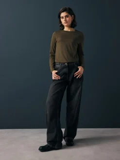 Olijfgroen - T-shirt met lange mouwen en ronde hals*Next