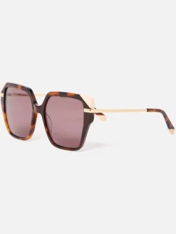 Faux Tortoiseshell & Cream Corner Square Acetate Sunglasses*Oliver Bonas Outlet