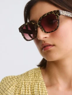 Leopard Print Square Acetate Sunglasses*Oliver Bonas Hot