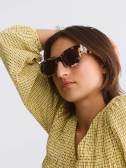 Milky Faux Tortoiseshell Angled Cat Eye Acetate Sunglasses*Oliver Bonas Discount