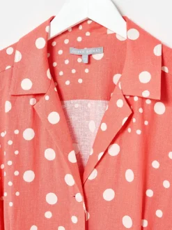 Spot Print Tie Waist Linen Blend Jumpsuit*Oliver Bonas