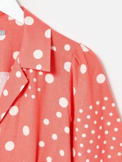 Spot Print Tie Waist Linen Blend Jumpsuit*Oliver Bonas