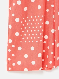 Spot Print Tie Waist Linen Blend Jumpsuit*Oliver Bonas