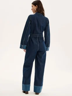 Diya Contrast Denim 100% Cotton Jumpsuit*Omnes Clearance