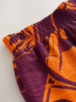 Orange/Burgundy Exotic Border Print - Elasticated Waist Resort Shorts*Next Discount