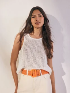 Oranje - Brede riem met raffia-effect*Next Online