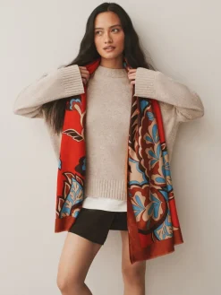 Oranje met paisleyprint - Halfzware sjaal*Next New