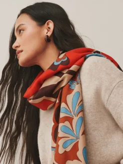 Oranje met paisleyprint - Halfzware sjaal*Next New