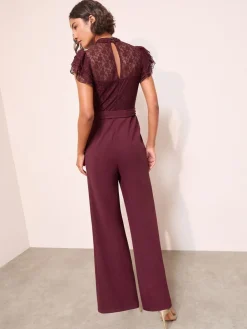 - jumpsuit van kant en scubamix met ruches aan de mouwen*Friends Like These Hot