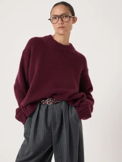 - Cora Relaxed Chunky Cashmere Crew Jumper*Hush Hot