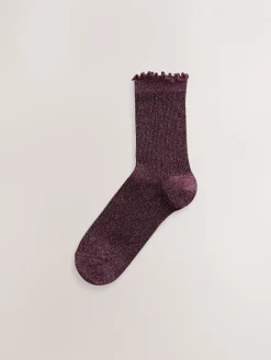 Paars - Lettuce Welt Ankle Socks 5 Pack*Next Clearance