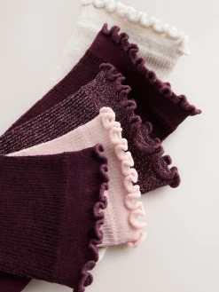 Paars - Lettuce Welt Ankle Socks 5 Pack*Next Clearance