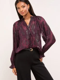 - Lurex Floral Burnout Blouse*Lipsy New