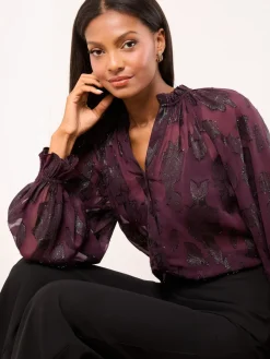 - Lurex Floral Burnout Blouse*Lipsy New